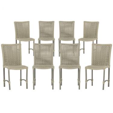Imagem de 8 Cadeiras De Jantar Cannes De Alumínio Pintura Fend Trama Rami