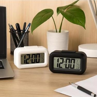 Imagem de Mini Relógio Digital LED Despertador Pequeno Aparelho Acorda Alarme Temperatura Viagem Bolsa Som