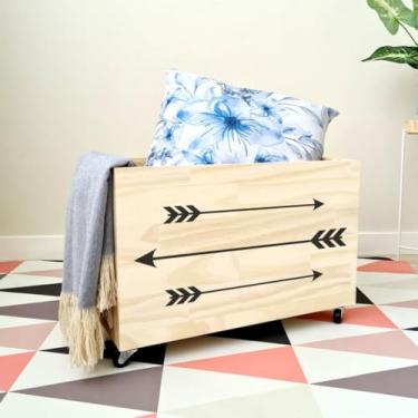 Imagem de Caixote Organizador com Rodas 30x30x50cm - Cesto Organizador de Brinquedos e Roupas - Madeira Pinus(CX013)