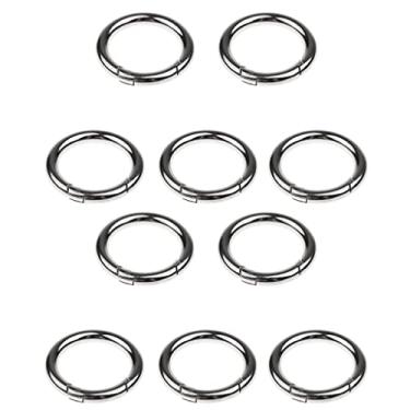 Imagem de Luzhengyang 10 peças de anéis redondos de latão - Mini mosquetão chaveiro para chaves - Peso e porta-chaves para mochila ou bolsa de mão - Cor prata tipo O, fivela de mola para uso externo