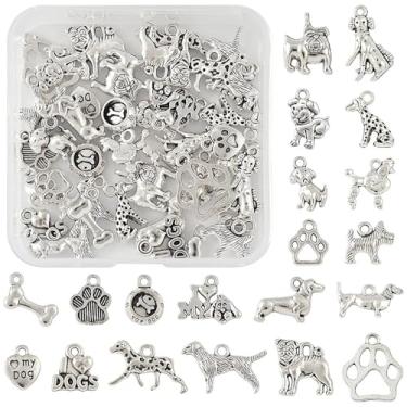 Imagem de MakemadeDIY 60 peças de pingentes de liga de estilo tibetano para pulseiras, colares, brincos, kit de fabricação de joias de ossos e filhotes