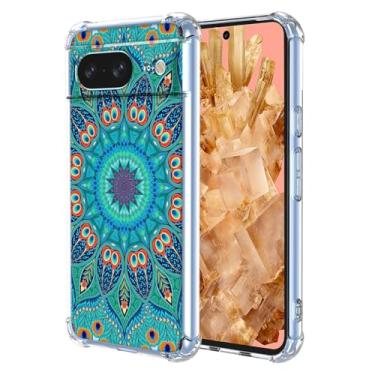 Imagem de WEIOUHR Capa para Pixel 8 Google 8 Transparente Macio TPU Verde Pena em Relevo, Resistente a Choques Capa Protetora Leve, para Google Pixel 8 (Verde Pavão)