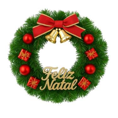 Imagem de Guirlanda Decorada Decorada 28 cm Laço Bolas Presentes Natal