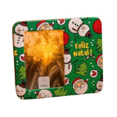 Imagem de Luminária Porta-Retrato Natal Feliz Luciano Martins Bivolt em Polietileno Decoração Iluminada com Espaço para Foto 10x15 cm