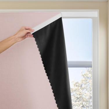 Imagem de JILRON Cortina adesiva 100% blackout sem furadeira fácil instalação para persianas de quarto com bloqueio de luz (rosa - 114 cm L x 241 cm L-1P)