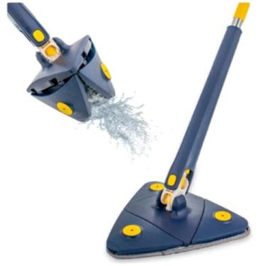 Imagem de Mop Triangular Giratório 360°, Cabo de 109cm, Base Articulada com Refil de Microfibra, para Limpeza de Cantos e Rodapés