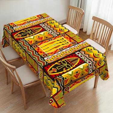 Imagem de ZYPHORIEL Totems africanos toalhas de mesa retangulares americanas com estampa kwanzaa toalha de mesa de jantar de cozinha decorativa para mesas retangulares, toalha de mesa lavável para festa 137 x