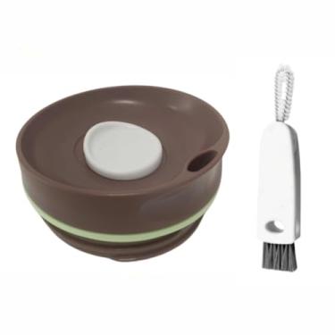 Imagem de Tampa deslizante de substituição compatível com Owala SmoothSip 590 ml 340 g, tampa superior à prova de vazamento compatível com Owala SmoothSip Slider copo de café de 350 ml, escova de tampa (café)