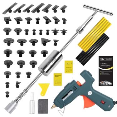Imagem de Super PDR Kit de reparo de amassados, kit de remoção de amassados sem pintura para carroceria automotiva - Kit de extrator de amassado PDR com martelo deslizante, pistola de cola, abas de amassados