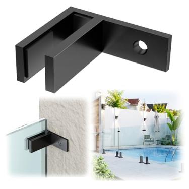 Imagem de LukLoy 1 pacote com grampo de parede para vidro revestido com pó preto externo em forma de F adequado para 3/20.3 cm-1/5.1 cm (10 mm-13,52 mm), clipes de grampo de grade de vidro SS304, sistema de