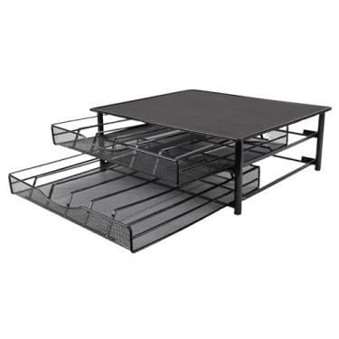 Imagem de AUNMAS Gaveta de Armazenamento de Cápsulas Sob a Panela, Suporte para Cápsulas de café, Design Empilhável Com Construção de Metal Durável, de Trilho Deslizante Suave e Empilhamento (Preto)