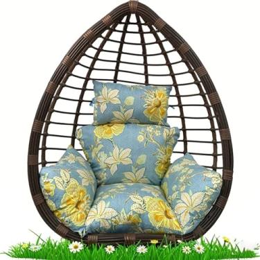Imagem de Almofada para cadeira de ovo para pendurar ao ar livre - Almofada de cadeira giratória lavável para pátio, jardim e varanda, capa de assento durável e confortável em cores tropicais do Havaí (P)