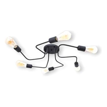 Imagem de Lustre Sputnik Moderno, Luminária de Teto com 6 Braços, Estrutura, Estilo Luxuoso, Iluminação Decorativa para Sala e Quarto (Preto)