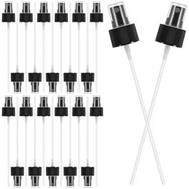 Imagem de ZhouBoat Pacote com 24 tampas de spray, substituição do bocal do frasco de spray, tampas de spray de névoa fina 24/410 com tubo de imersão de 15 cm, bomba de pulverizador de plástico para toners e