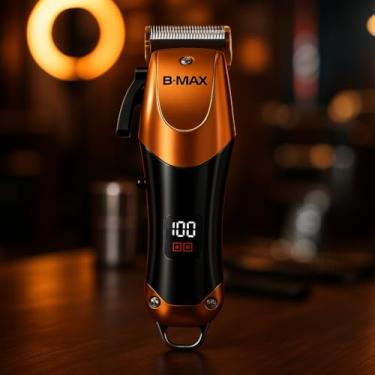 Imagem de Aparador de Cabelo e Barba Sem Fio Profissional – Lâmina Inox, Display LED, Carregamento USB e Pentes Guia – Acabamento Metálico para Uso Doméstico ou Barbearia (Cobre)