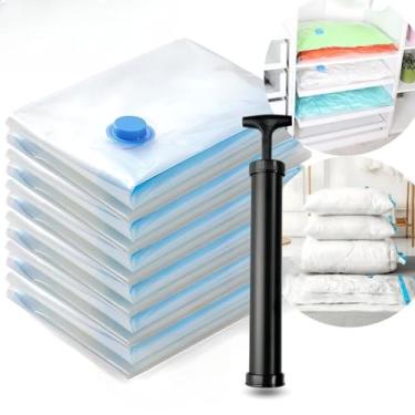 Imagem de Kit 10 Sacos a Vácuo + Bomba Sucção Organizador de Roupas e Viagem(5 Sacos SEM Bomba)