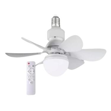 Imagem de Ventilador De Teto Com Lâmpada 60w Bivolt Led Base E27 Silencioso Com Controle Remoto E Seis Pás Estrutura Compacta