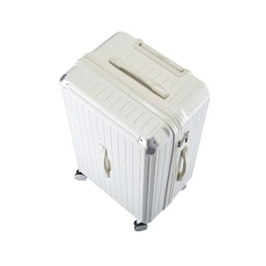 Imagem de Mala elegante com três alças, suporte de copo oculto, bolsa portátil, carrinho silencioso de vários estágios, rodízios duplos, material de policarbonato, resistente a impactos, bolsa portátil à prova