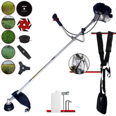 Imagem de Roçadeira C/ Sistema Antivibração Toyama RT43LB25A À Gasolina 43cc 1,7HP Com Carretel + Faca 2 Pontas + Faca 3 Pontas + Faca 6 Pontas e Faca 80 Dentes