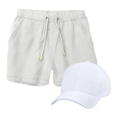Imagem de Conjunto Short de Linho Moderno Masculino + Boné Branco-Masculino