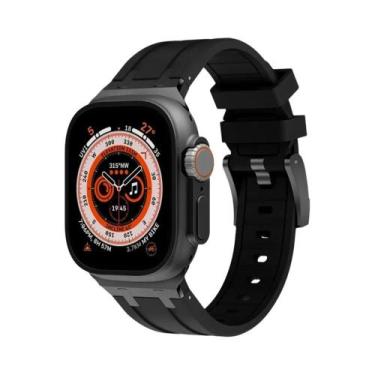 Imagem de Pulseira De Silicone Cor Titânio Com Fecho Metálico Para Apple Watch U