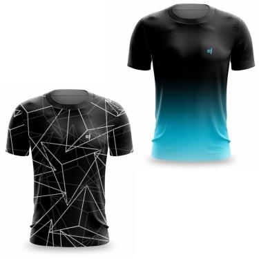 Imagem de Combo 2 Camiseta Masculina Dry UV Fitness Esporte Academia Futebol Pilates Musculação Caminhada-Masculino