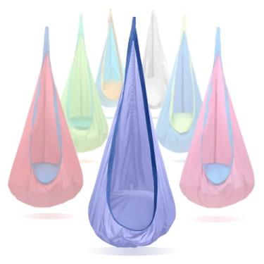 Imagem de Cadeira de rede infantil para crianças, macia e segura com alta capacidade de peso, fácil instalação, perfeita para quarto, jardim, sala de jogos (violeta)