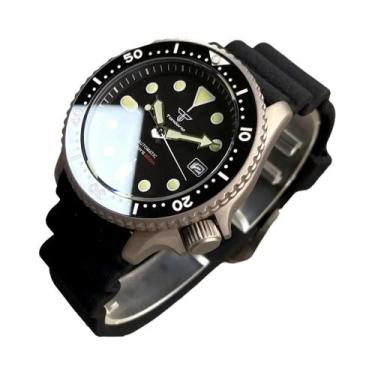Imagem de Relógio Masculino Automático De Mergulho Em Titânio Preto 200M Com Vid