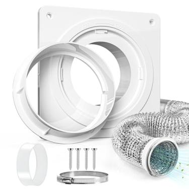 Imagem de KCVENTSAIR Placa de parede de ventilação para secadora com mangueira, conector de secadora de 10 cm, ventilação de parede com conexão e desconexão rápida, kit de conector de ventilação com trava de