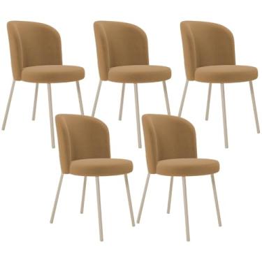 Imagem de Kit 05 Cadeiras Para Sala de Jantar Cozinha Estofada Gavi Arena L02 Bouclê Mostarda - Lyam Decor