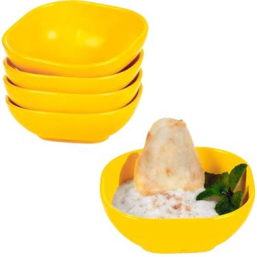 Imagem de ZQtyf Tigelas de mergulho, tigelas de palha de trigo, conjunto de copos inquebráveis de 142-127 g para acompanhamento, ketchup, soja, churrasco, sobremesa, sushi, festa, condimentos (amarelo)