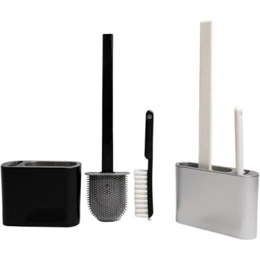 Imagem de 2 em 1 Escova de Silicone para Vaso Sanitário - Base de Banheiro Privada, Alta Eficiência (COR ALEATORIA)