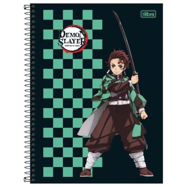 Imagem de Caderno Demon Slayer Capa Dura Espiral 80F 1 Matéria Escolar