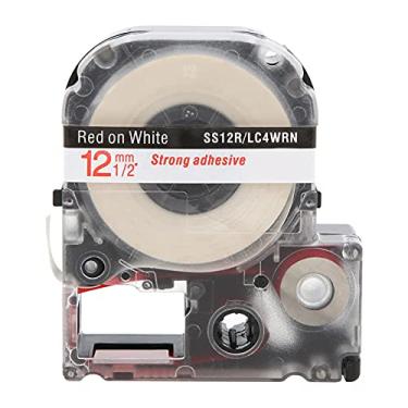 Imagem de Fita de rotulagem resistente à corrosão, resistência ao desgaste, 12mm, etiqueta anticorrosão, adesivos para animais de estimação para impressora king jim, material escolar, uso (Texto vermelho de 12
