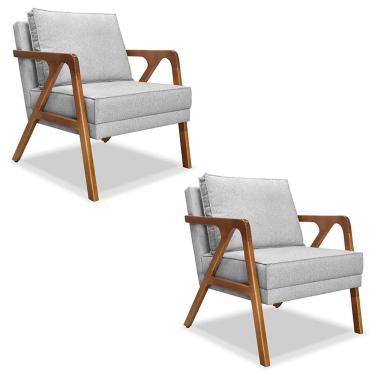 Imagem de Kit 2 Poltronas Decorativas De Luxo Frida Linho Rústico Grigio