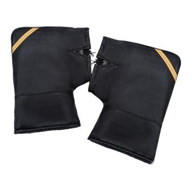 Imagem de QccHieUs Luvas de guidão para motocicleta, manguito térmico de inverno, luvas leves e impermeáveis ​​em couro PU para motociclismo, 40x30cm