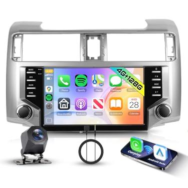 Imagem de Hodozzy Rádio 4G + 128G para Toyota 4runner 2010-2021 com Carplay sem fio Android Auto, tela sensível ao toque embutida de 23 cm, estéreo automotivo com navegação GPS, Bluetooth, DSP, WiFi, FM RDS