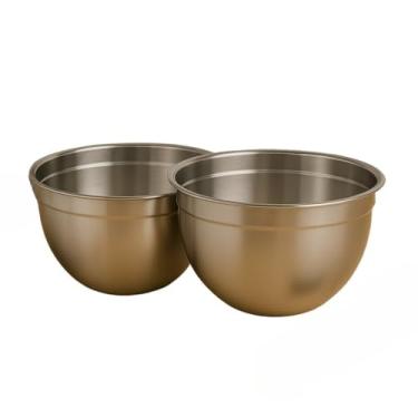 Imagem de Tigelas Inox Bowl Multiuso Profissional Redonda Saladeira Confeitaria (kit com 2 Tigelas 24 cm Cada)