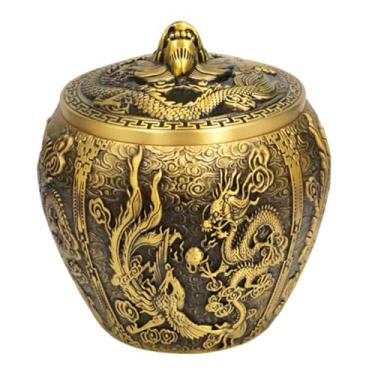 Imagem de YXCQHZM Urna memorial de latão – Recipiente de armazenamento portátil – Urna funerária de cinzas de cremação para armazenamento seguro de cinzas