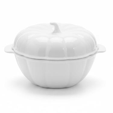 Imagem de Cocotte Abóbora com Tampa Branca  1,65 L Germer Porcelanas