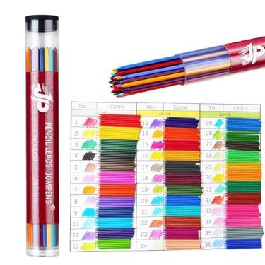 Imagem de JOMPENS Pacote com 36 refis de grafite para lapiseira de 90 mm e 2,0 mm em cores sortidas/preto/azul/vermelho – ideal para escrever, desenhar, esboçar e usar na escola (multicolorido)