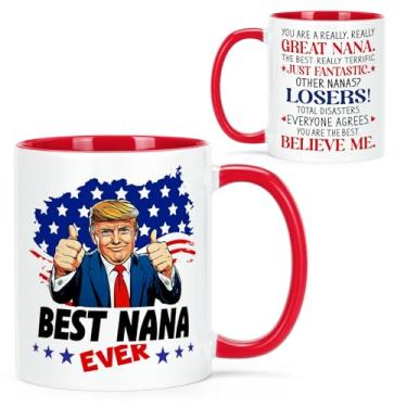 Imagem de Cabtnca Caneca engraçada Trump Best Nana Ever, presente de aniversário de Natal do Dia das Mães para Nana de Granddaughter Grandson, 325 ml