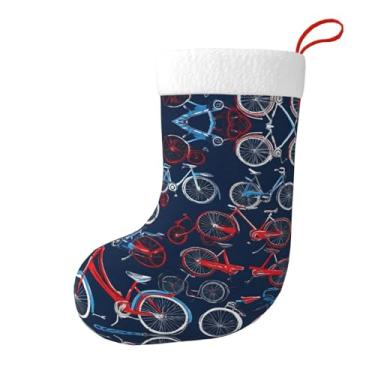 Imagem de ZERAOKE Bikes Bicycle Cycling - Meia de Natal de pelúcia estampada, decoração de férias em família personalizada para lareira e decoração de árvores, armazenamento de presente (conjunto de 1 peça).