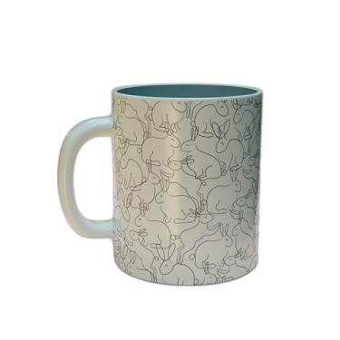 Imagem de Caneca Xícara de Café Porcelana 300ml Com Desenho de Coelho Simbólico