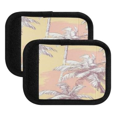 Imagem de Qilmy Pacote com 4 identificadores de bagagem de palmeiras coloridas havaianas para alça confortável para carrinho de bebê, mala de viagem, acessórios de viagem de avião1647