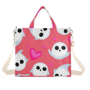 Imagem de Burbuja Sacola feminina de desenho animado fantasmas, bolsa tiracolo de veludo cotelê para compras, trabalho, viagens, Fantasmas de desenho animado, Medium