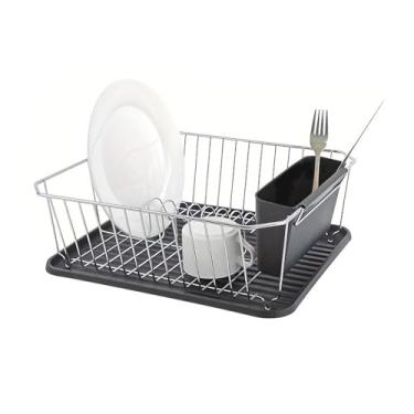 Imagem de Asixxsix Rack de Secagem de Pratos, Escorredor de Pratos de Aço Inoxidável Com Suporte para Utensílios e Escorredor, 14" X 12" X 5" para Decoração de Casa e Apartamento (SILVER)
