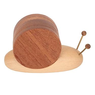 Imagem de GLOGLOW Conjunto de 4 Bases para Copos de Madeira, Design de Caracol Com ímã Embutido, Decoração Rústica de Mesa de Centro, Bases para Bebidas Duráveis ​​para Casa, Cozinha, Mesa ou Pátio