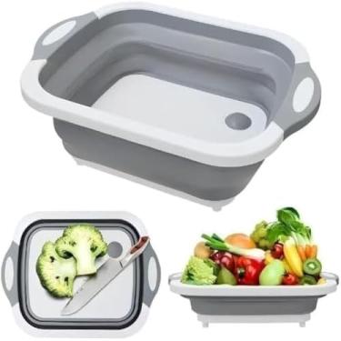 Imagem de Bacia Retrátil Portátil para Cozinha e Acampamento, Lavável, Multiuso, Flexível, Armazenamento