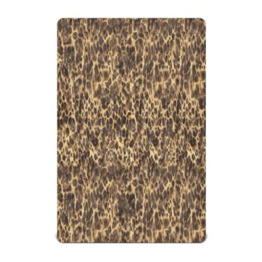 Imagem de STAYTOP Lençol de berço moderno com estampa de leopardo para meninos e meninas, lençol com elástico para berço padrão e colchão infantil, de microfibra supermacia, 132 x 71 cm